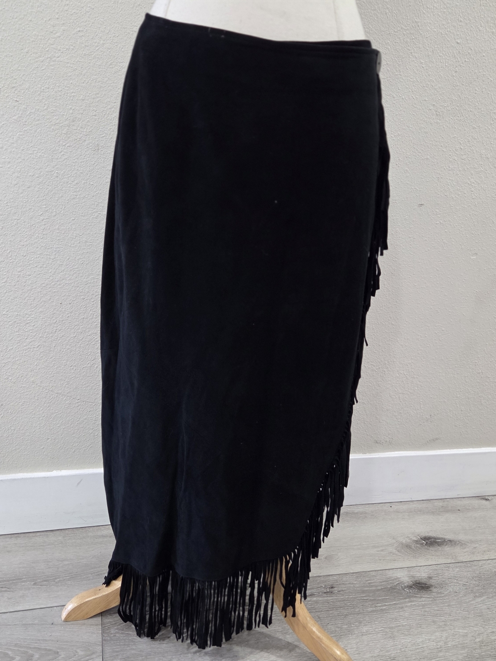 Black Fringe Maxi Skirt - Women